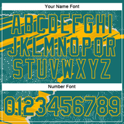 Custom Stitched Teal Gold 3D Pattern Design Torn Paper Style Sports Pullover Sweatshirt Hoodie