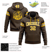 Custom Stitched Brown Gold-White Football Pullover Sweatshirt Hoodie