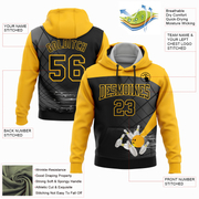 Custom Stitched Black Gold 3D Bowling Sports Pullover Sweatshirt Hoodie