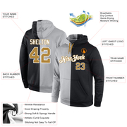 Custom Stitched Gray Old Gold-Black Split Fashion Sports Pullover Sweatshirt Hoodie