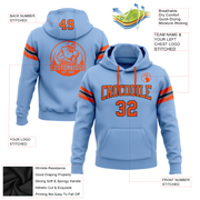 Custom Stitched Light Blue Orange-Black Football Pullover Sweatshirt Hoodie