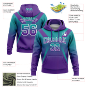 Custom Stitched Teal Purple-White Fade Fashion Arrow Sports Pullover Sweatshirt Hoodie
