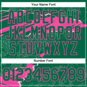 Custom Stitched Kelly Green Pink 3D Pattern Design Torn Paper Style Sports Pullover Sweatshirt Hoodie