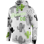 Custom Stitched Graffiti Pattern Neon Green-White 3D Cactus Sports Pullover Sweatshirt Hoodie