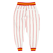 Custom White Red Pinstripe Red-Gold Sports Pants