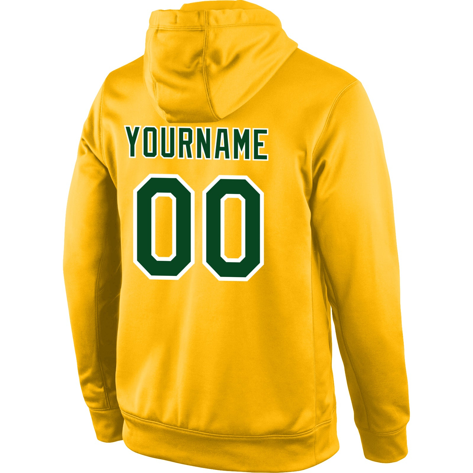 Custom Stitched Gold Green-White Sports Pullover Sweatshirt Hoodie