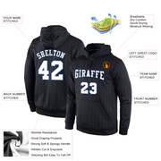 Custom Stitched Black Royal Pinstripe White-Gray Sports Pullover Sweatshirt Hoodie