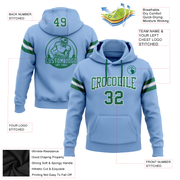 Custom Stitched Light Blue Kelly Green-White Football Pullover Sweatshirt Hoodie
