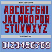 Custom Stitched Light Blue White-Red Sports Pullover Sweatshirt Hoodie