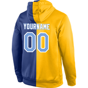 Custom Stitched Gold Light Blue-Royal Split Fashion Sports Pullover Sweatshirt Hoodie