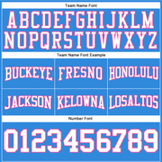 Custom Stitched Powder Blue White-Pink Football Pullover Sweatshirt Hoodie