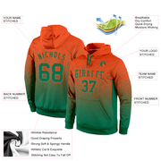 Custom Stitched Orange Kelly Green Fade Fashion Sports Pullover Sweatshirt Hoodie