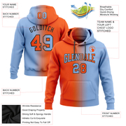 Custom Stitched Light Blue Orange-Black Gradient Fashion Sports Pullover Sweatshirt Hoodie