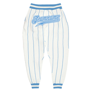 Custom White Light Blue Pinstripe Light Blue-White Sports Pants