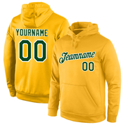 Custom Stitched Gold Green-White Sports Pullover Sweatshirt Hoodie