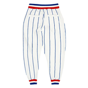 Custom White Royal Pinstripe Royal-Red Sports Pants