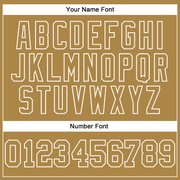 Custom Stitched Old Gold White 3D Pattern Design Contrast Color Stripe Sports Pullover Sweatshirt Hoodie