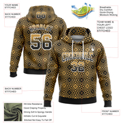Custom Stitched Old Gold Black-White 3D Pattern Design Geometric Gradient Square Shapes Sports Pullover Sweatshirt Hoodie