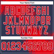 Custom Stitched Navy Fire Red-White 3D Pattern Design Abstract Brush Stroke Sports Pullover Sweatshirt Hoodie