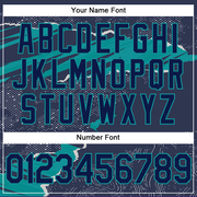 Custom Stitched Navy Teal 3D Pattern Design Torn Paper Style Sports Pullover Sweatshirt Hoodie