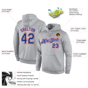 Custom Stitched Gray Royal-Red Sports Pullover Sweatshirt Hoodie