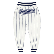 Custom White Navy Pinstripe Navy-White Sports Pants