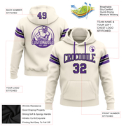 Custom Stitched Cream Purple-Black Football Pullover Sweatshirt Hoodie