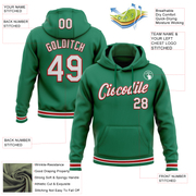 Custom Stitched Kelly Green White-Red Sports Pullover Sweatshirt Hoodie
