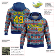 Custom Stitched US Navy Blue Gold-Kelly Green Christmas 3D Sports Pullover Sweatshirt Hoodie