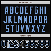 Custom Black White Pinstripe Light Blue Bomber Full-Snap Varsity Letterman Jacket