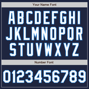 Custom Navy White-Powder Blue Bomber Full-Snap Varsity Letterman Two Tone Jacket