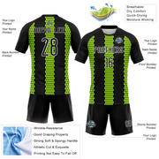 Custom Black Neon Green-White Geometric Shape Sublimation Volleyball Uniform Jersey