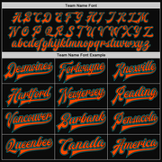 Custom Black Teal Pinstripe Orange Bomber Full-Snap Varsity Letterman Jacket