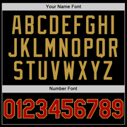 Custom Black Red-Old Gold Bomber Full-Snap Varsity Letterman Two Tone Lapel Collar Byron Jacket