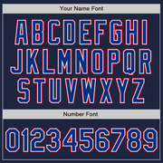 Custom Navy Royal-Red Bomber Full-Snap Varsity Letterman Jacket