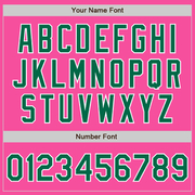 Custom Pink Kelly Green-White Bomber Full-Snap Varsity Letterman Jacket