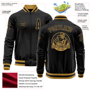 Custom Black Old Gold Bomber Varsity Letterman Zipper Jacket