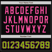 Custom Black Pink Pinstripe Neon Green Bomber Full-Snap Varsity Letterman Jacket