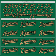 Custom Kelly Green Old Gold-Black Bomber Full-Snap Varsity Letterman Two Tone Jacket