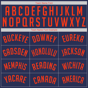 Custom Navy Orange-Blue Authentic Throwback Rib-Knit Baseball Jersey Shirt