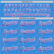 Custom Powder Blue Purple-White Bomber Full-Snap Varsity Letterman Jacket