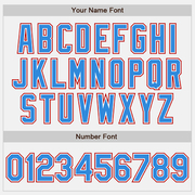 Custom White Powder Blue-Red Bomber Full-Snap Varsity Letterman Two Tone Jacket