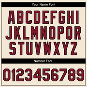 Custom City Cream Crimson-Black Camo Sleeves 3D Pattern Design Bomber Full-Snap Varsity Letterman Jacket