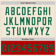 Custom Cream Kelly Green Red-White Bomber Varsity Letterman Two Tone Zipper Jacket