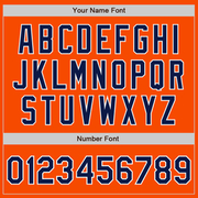 Custom Orange Navy-White Bomber Full-Snap Varsity Letterman Jacket