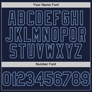 Custom Navy Light Blue Bomber Full-Snap Varsity Letterman Hoodie Jacket