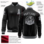Custom Black Gray Bomber Varsity Letterman Zipper Jacket