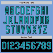 Custom Light Blue Teal-Black Bomber Varsity Letterman Two Tone Zipper Jacket