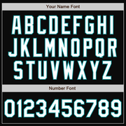 Custom Black Teal Pinstripe White Bomber Full-Snap Varsity Letterman Jacket