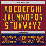 Custom Crimson Gold-Navy Bomber Varsity Letterman Two Tone Zipper Jacket